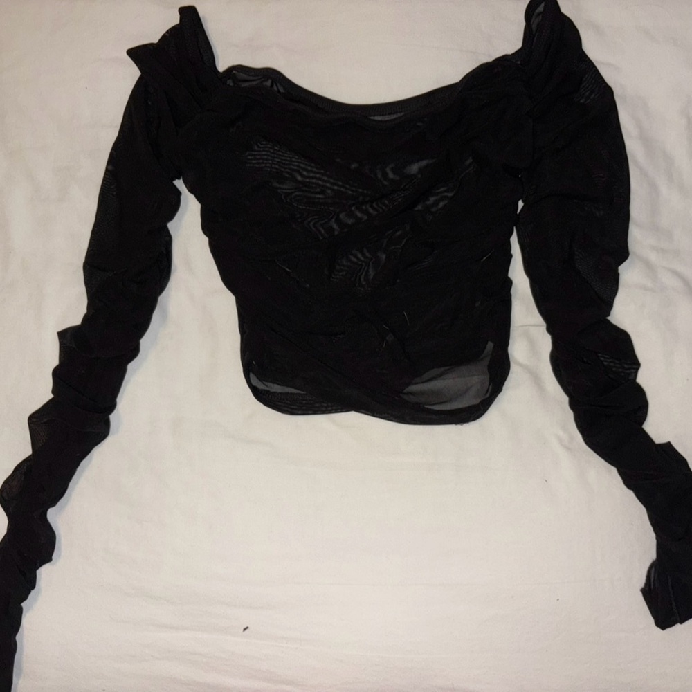 Elegant Black Mesh Women's Top